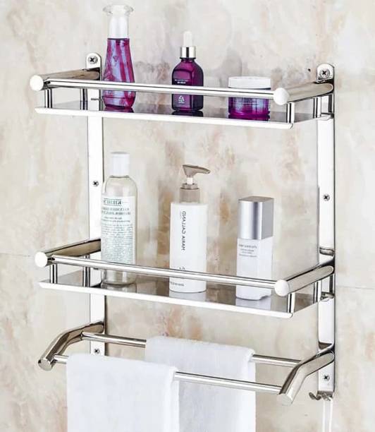 Citrine Can Kitchen Rack Steel Premium Stainless Steel Folding Towel Rack – Silver Rack shelve for Bathroom
