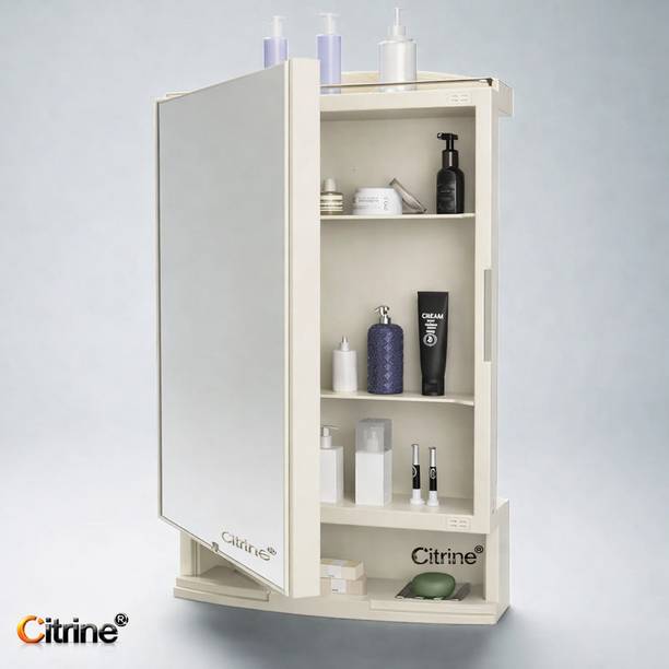 Citrine Premium Wall Mounted Storage Cabinet with Magnetic Door & 4 Inner Shelve Bathroom Mirror
