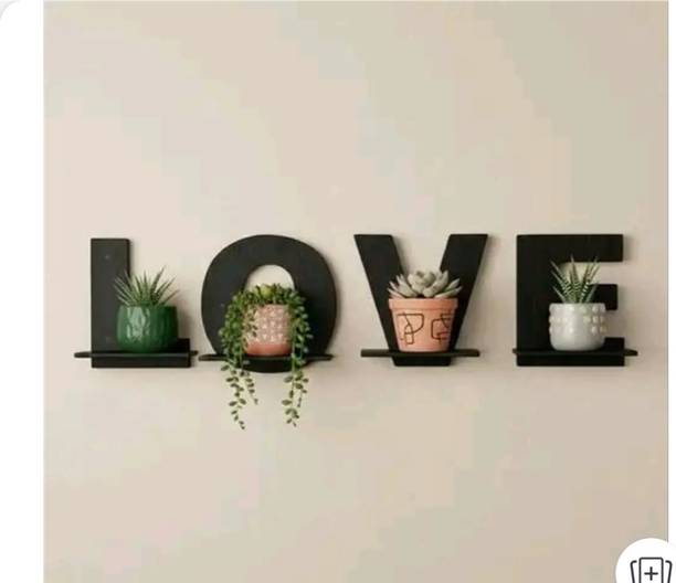 GULLAK LOVE Wall Shelf with Planters Decorative Wooden Hanging Shelf Home Decor Wooden Wall Shelf