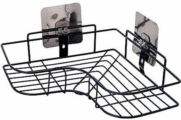 iSTAR Black Wall Mounted Corner/Shelf/Rack/Storage Organizer for Bathroom (pack of 1) Iron Wall Shelf