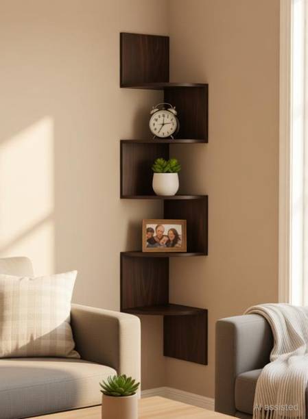 Lamour Art Wooden Wall Mount Corner Wall Stand Wooden Wall Shelf