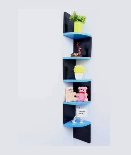woodinfoz Zigzag Corner Rack Shelf for Living and Bedroom Decoration MDF (Medium Density Fiber) Wall Shelf