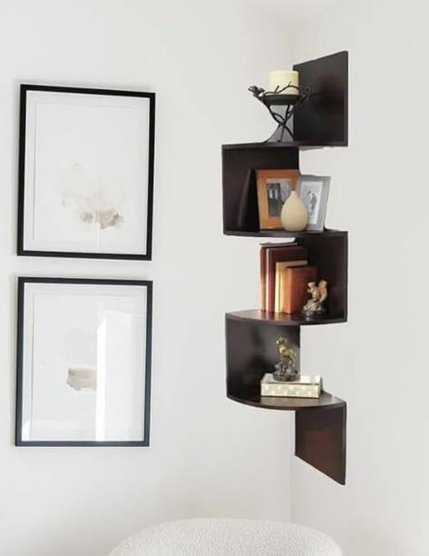 woodsy Zigzag shelf of 9 is best design . suitable for livingroom ,bedroom, kitchen Wooden, MDF (Medium Density Fiber) Wall Shelf