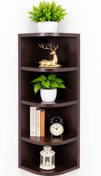 Zkoira Corner Wall Mounted Unit Tier 4 Particle Board Wall Shelf