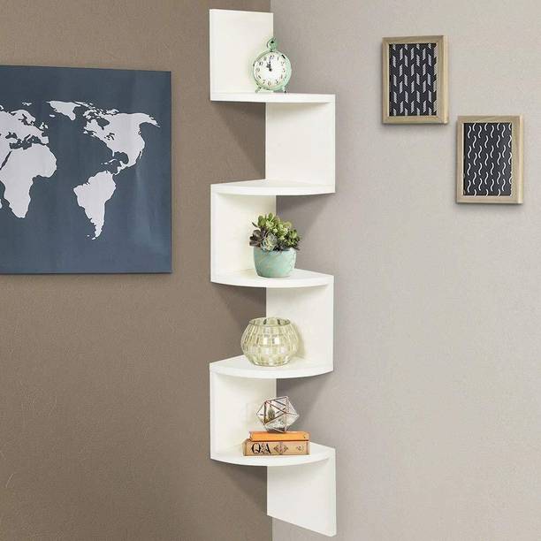 WOODEN VIBES MDF (Medium Density Fiber) Wall Shelf