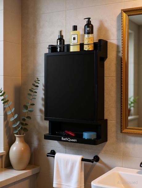 Bath Queen Best Heavy Plastic Mirror Cabinet White Acrylic Wall Shelf