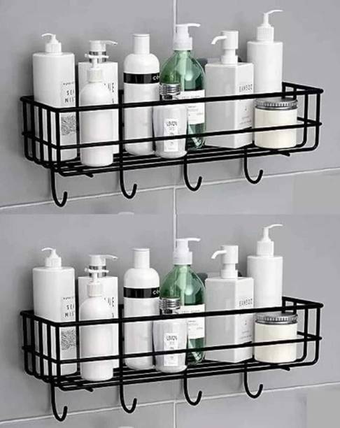 Well Set Mounted Storage Organizer for bathroom/living Hall (Pack of 2) Iron, Stainless Steel Wall Shelf