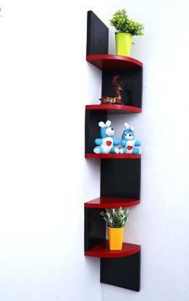classiconline Wall Mount Corner 5 Tier Engineered Wood Display Unit