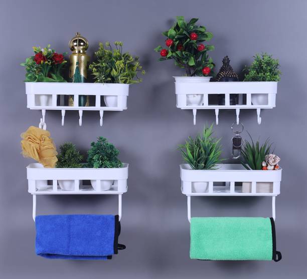 WORA pack of 14 Home Decore Living Room Decoration Plastic Wall Shelf Plastic Wall Shelf