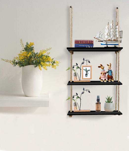 Flipkart SmartBuy 3 Tier Wall Rack Shelf for Bedroom, Hanging Shelves Wooden Wall Shelf