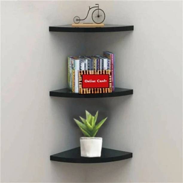 OnlineCraft 2598 CONE ( BLACK ) Wooden Wall Shelf
