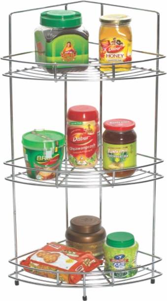Hilltone Multipurpose Storage Rack Corner Shelf Kitchen Organizer Stainless Steel Wall Shelf