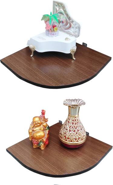 Artival Crafts Elegant Wooden 2-Shelf Corner Stand for Stylish Space Saving" MDF (Medium Density Fiber) Wall Shelf