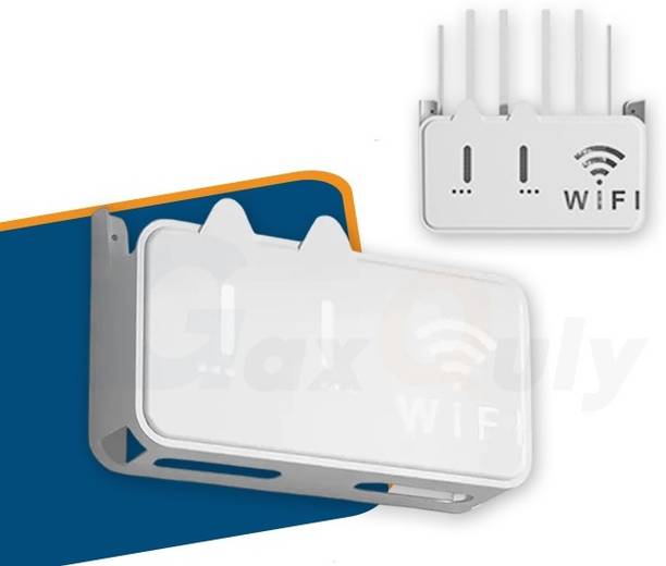 GaxQuly WiFi Router Storage Holder Box Wall Mount Adhesive Space Saving Stand for Home Plastic Wall Shelf