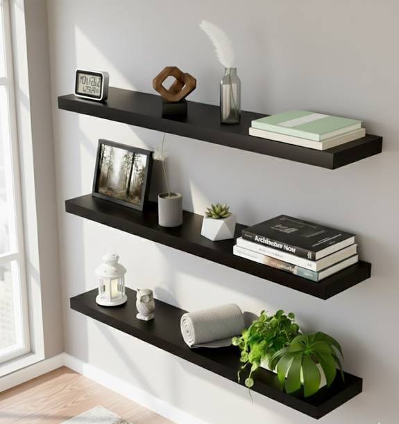 NP HANDICRAFT Floating Wall Shelves Set of 3, Modern Rectangular Design, 18x6 Inch MDF (Medium Density Fiber) Wall Shelf