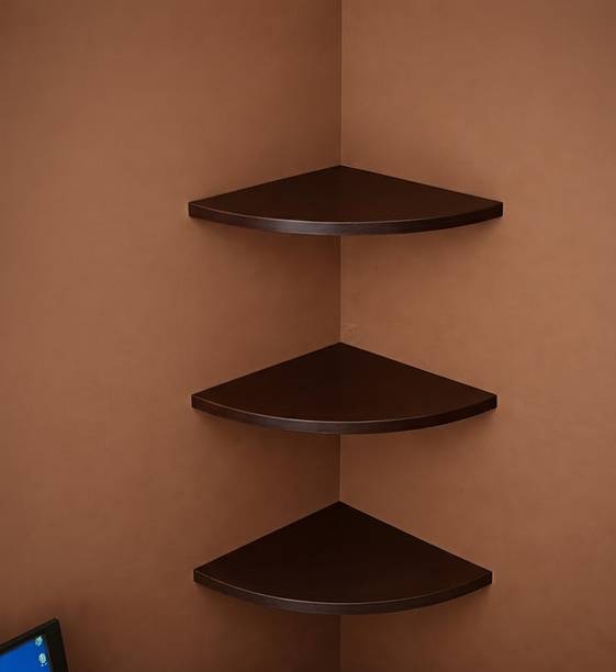 woodsy Cona Wooden Corner Wall Shelf | 3 Tier MDF Floating Corner Shelf | MDF (Medium Density Fiber) Wall Shelf