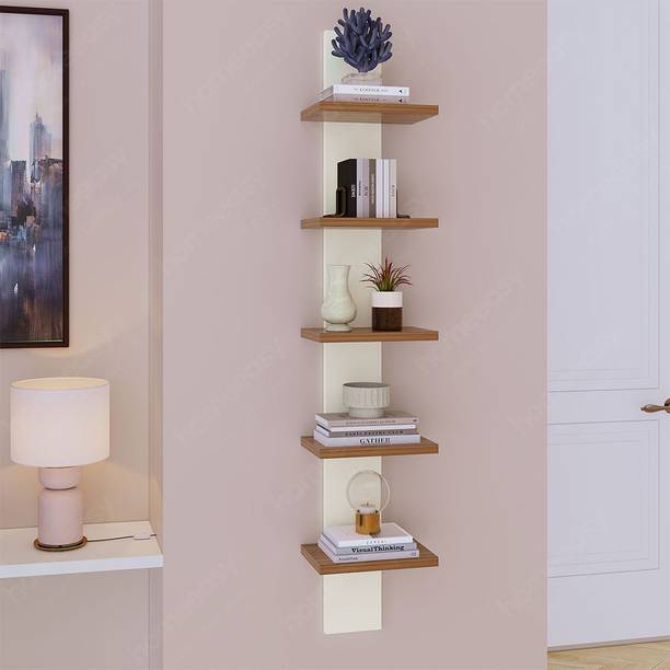 HOMEEASY homeeasy 5-Tier Wooden Wall Shelf-11 for Living Room, Kitchen & Office Decor Wooden Wall Shelf