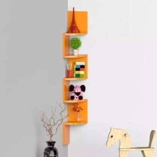 Wroughimpex Wall Mount Corner 5 Tier Engineered Wood Display Unit