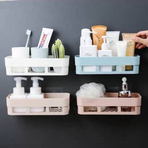 ZUCUR Bathroom Multipurpose Home Dressing Table Organizer( 4 Pcs ) Plastic Wall Shelf