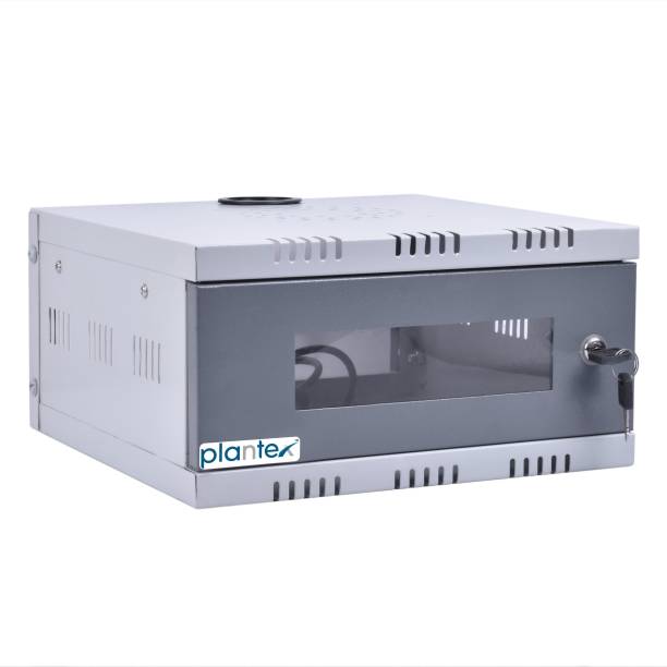 Plantex High Grade CCTV/DVR/NVR Cabinet Box/DVR Rack Wall Mount with Lock/Network Rack/Server Rack with Power Socket - 1U Iron Wall Shelf