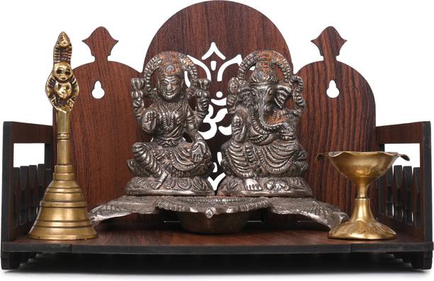 Gojeeva Premium Om Carved Pattern Devghar, Set-Top Box Stand Wooden Mandir Temple(DIY) Wooden Wall Shelf