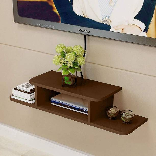 Dime Store Dime Store Setup Box Stand/Set Top Box Stand Wall Mount वुडेन वॉल शेल्फ