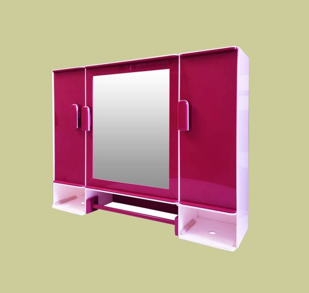 WINACO Monalisa White & Burgundy Acrylic 3 MM Thickness Bathroom Mirror Cabinet Acrylic Wall Shelf