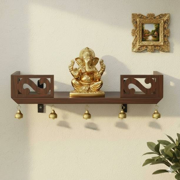 CLASSICART Wall Mounted Shelf Brown Temple Rack for Home Decor MDF (Medium Density Fiber) Wall Shelf