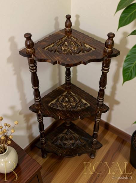 ROYAL HANDICRAFTS Wooden Mini Corner Rack Side Wooden Wall Shelf