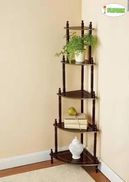 RESHUZ Wooden Corner Rack Side Table Home Decorative shelf Wooden Wall Shelf