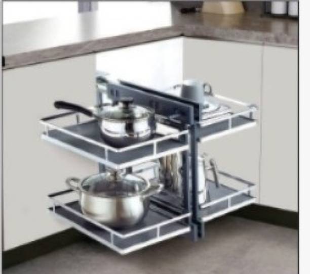 ERYX Universal Magic Corner Unit with 4 Basket-Pull-Out Cabinet Organizer for Kitchen Stainless Steel Wall Shelf