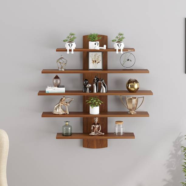 BLUEWUD Caselle Wall Mounted Multi Tier Wall shelf for Storage & Decor Particle Board Wall Shelf