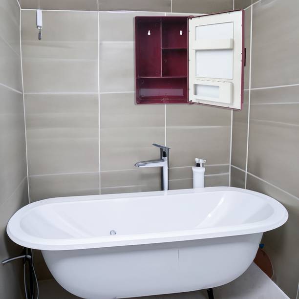 PGen Small Size Compact Multipurpose Bathroom Mirror Cabinet Wall Hung for Storage Polypropylene Wall Shelf