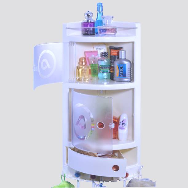 PEARL Precision Products Corner Cabinet PVC Bathroom Cabinet IVORY COLOR Plastic Wall Shelf