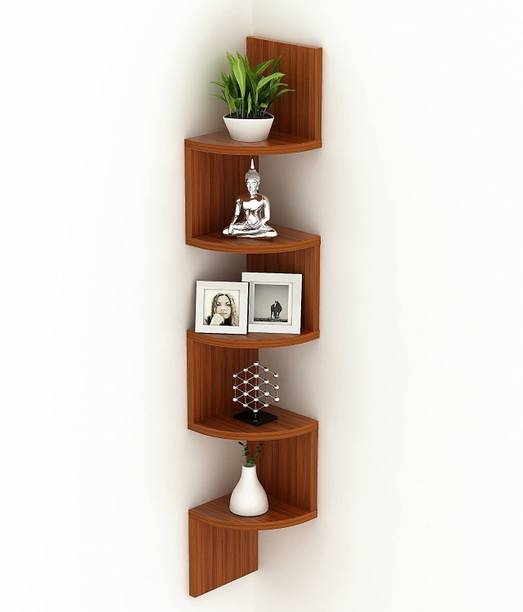 ADH Handicraft Zigzag 5 Tier Corner Wall Mount Shelf Unit/Racks and Shelves/Wall Shelf/Book Shelf/Wall Decoration Wooden Wall Shelf