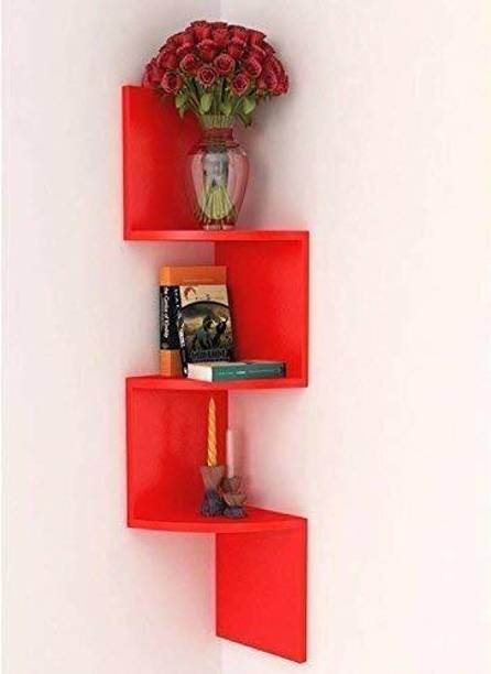 CraftOnline 3 Curved Zigzag Corner Wall Mount Shelf Unit for Home