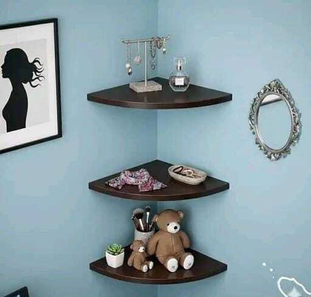 Hawari wooden corner wall shelves set of 3 mdf wall rack for home decor storage Wooden, MDF (Medium Density Fiber) Wall Shelf