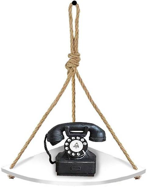 Flipkart SmartBuy Wall Hanging Shelf, White Wood Floating Shelves for Wall Rustic Rope Shelves Wooden Wall Shelf