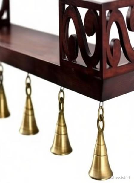 XYLM Beautiful wall Temple with Bells for home and office MDF (Medium Density Fiber) Wall Shelf