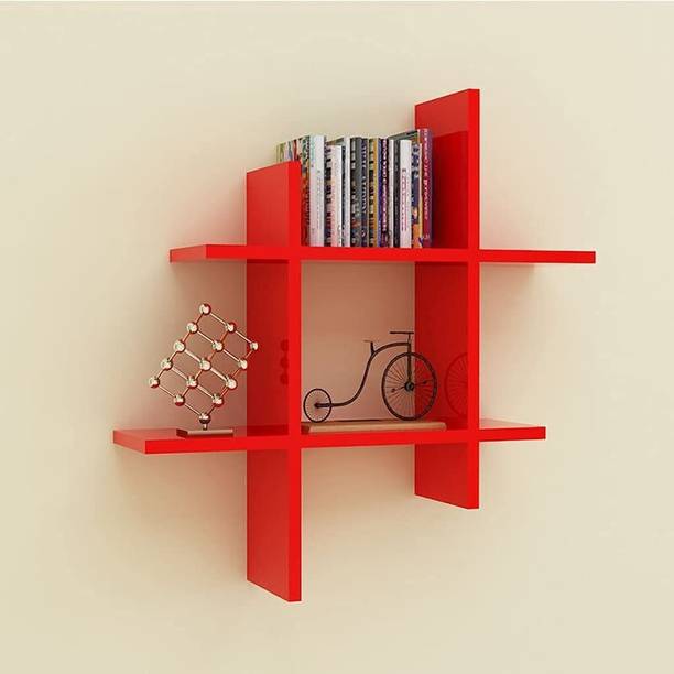 KHANSHOPEE Glossy Wall Rack Shelves for Living and Bedroom Decoration MDF (Medium Density Fiber) Wall Shelf