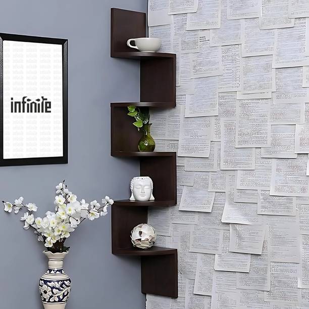 InfiniteEshop Space Saving Decorative Storage Rack Wooden Wall Shelf