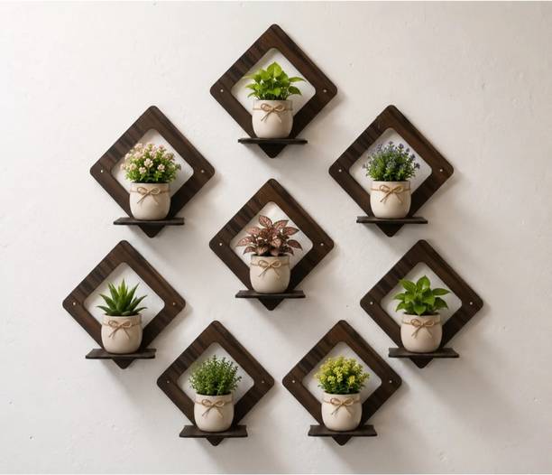 WoodenCrafts wall decor flower pot stands (Plants/Flowers Not Included) Wooden Wall Shelf