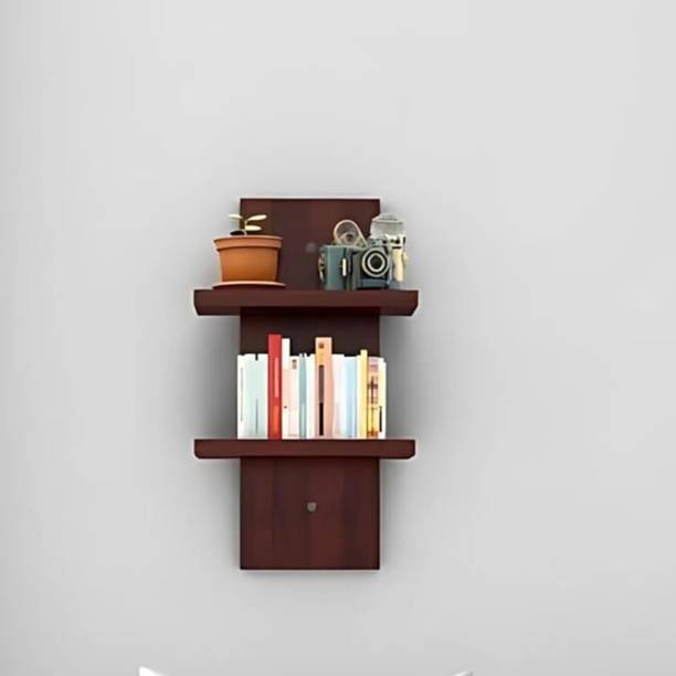 Flux Red floating wall shelves,two-tier design for living room ,office Without Hook Particle Board Wall Shelf