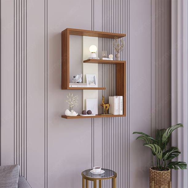 HOMEEASY homeeasy 3-Tier Wooden Wall Shelf for Living Room, Kitchen & Office Decor Wooden Wall Shelf