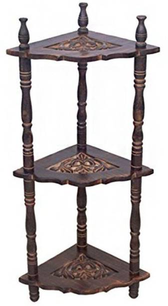 wood city handicrafts wooden corner shelf with 3 shelf Wooden Wall Shelf