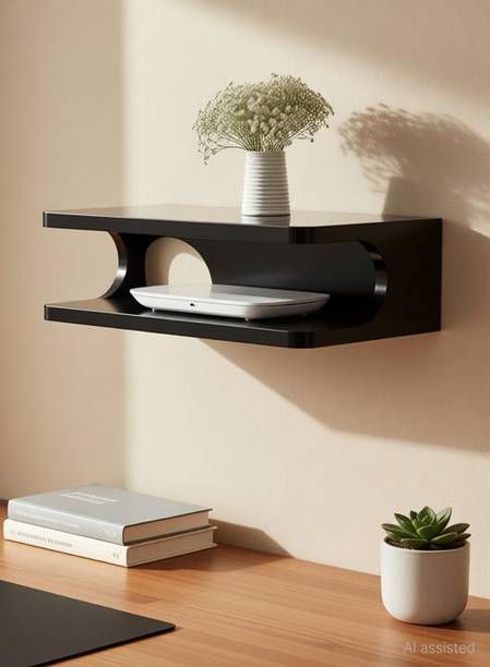 Samrah Setup Box Stand / Holder / WiFi Holder Wall Mount Shelf for Home Holding Speakers WiFi Router Game Console Remote Streaming Device MDF (Medium Density Fiber) Wall Shelf