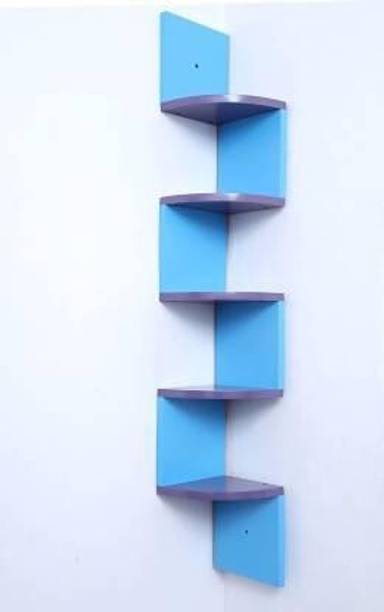 OnlineCraft 11 WALA ZIGZAK ( PURPLE +SKY ) Wooden Wall Shelf