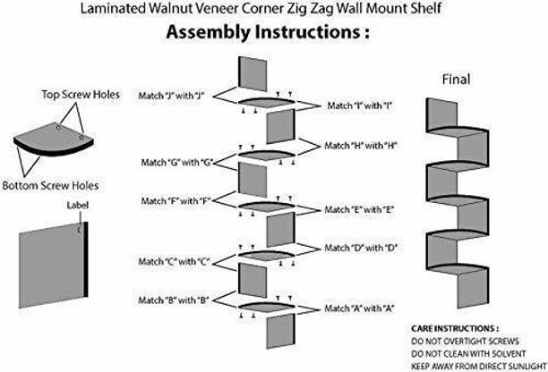 KHANSHOPEE Zigzag Corner Rack Shelf for Living and Bedroom Decoration MDF (Medium Density Fiber) Wall Shelf