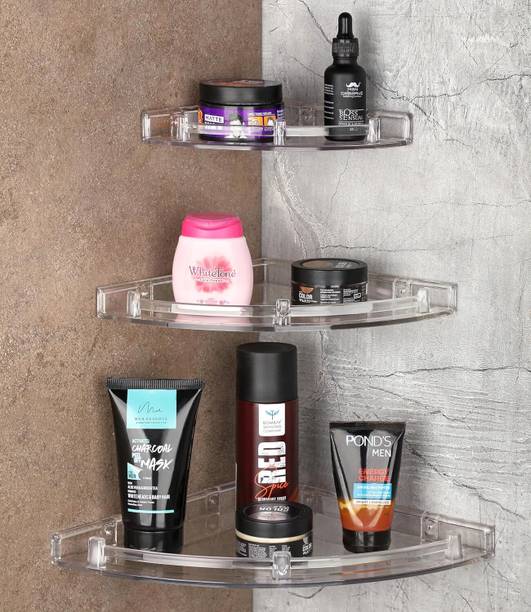 GRIVAN Unbreakable ABS Acrylic Corner Wall Shelf/Organiser for Bathroom & Living Room