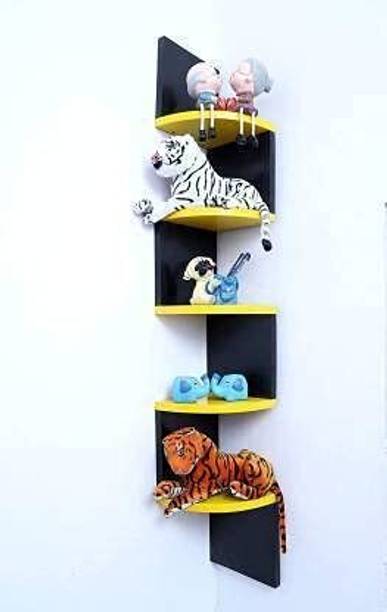 WallHeaven WallHeaven Floating Corner Shelf, Wall Mounted Zigzag MDF (Medium Density Fiber), Wooden Wall Shelf